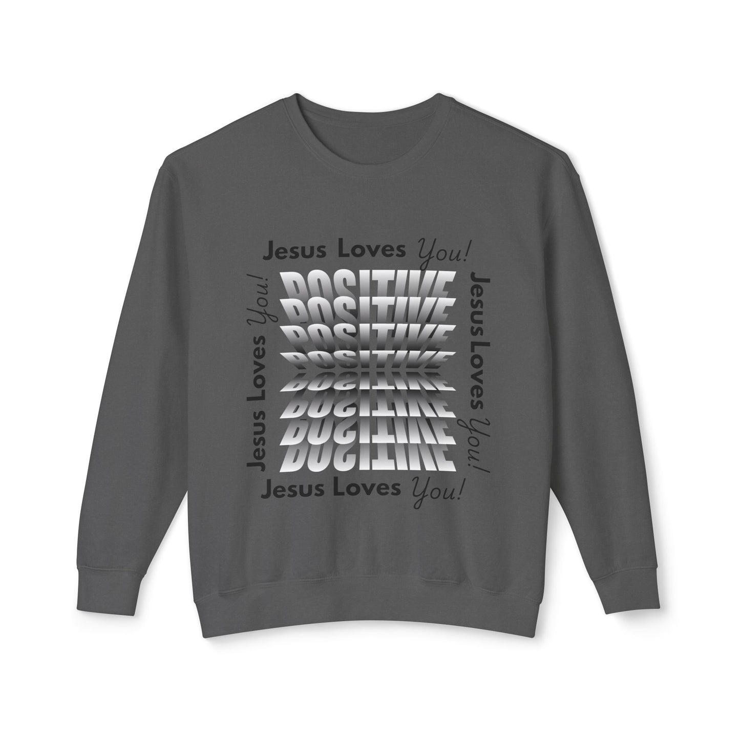Positive Jesus Loves You Crewneck Sweatshirt - Unisex Lightweight Apparel