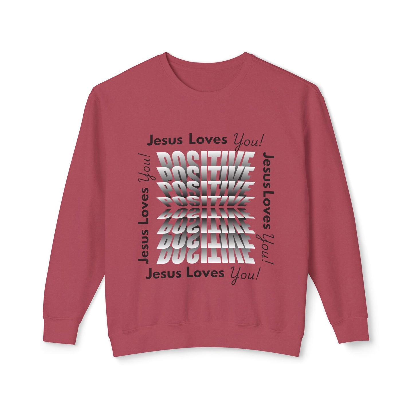 Positive Jesus Loves You Crewneck Sweatshirt - Unisex Lightweight Apparel