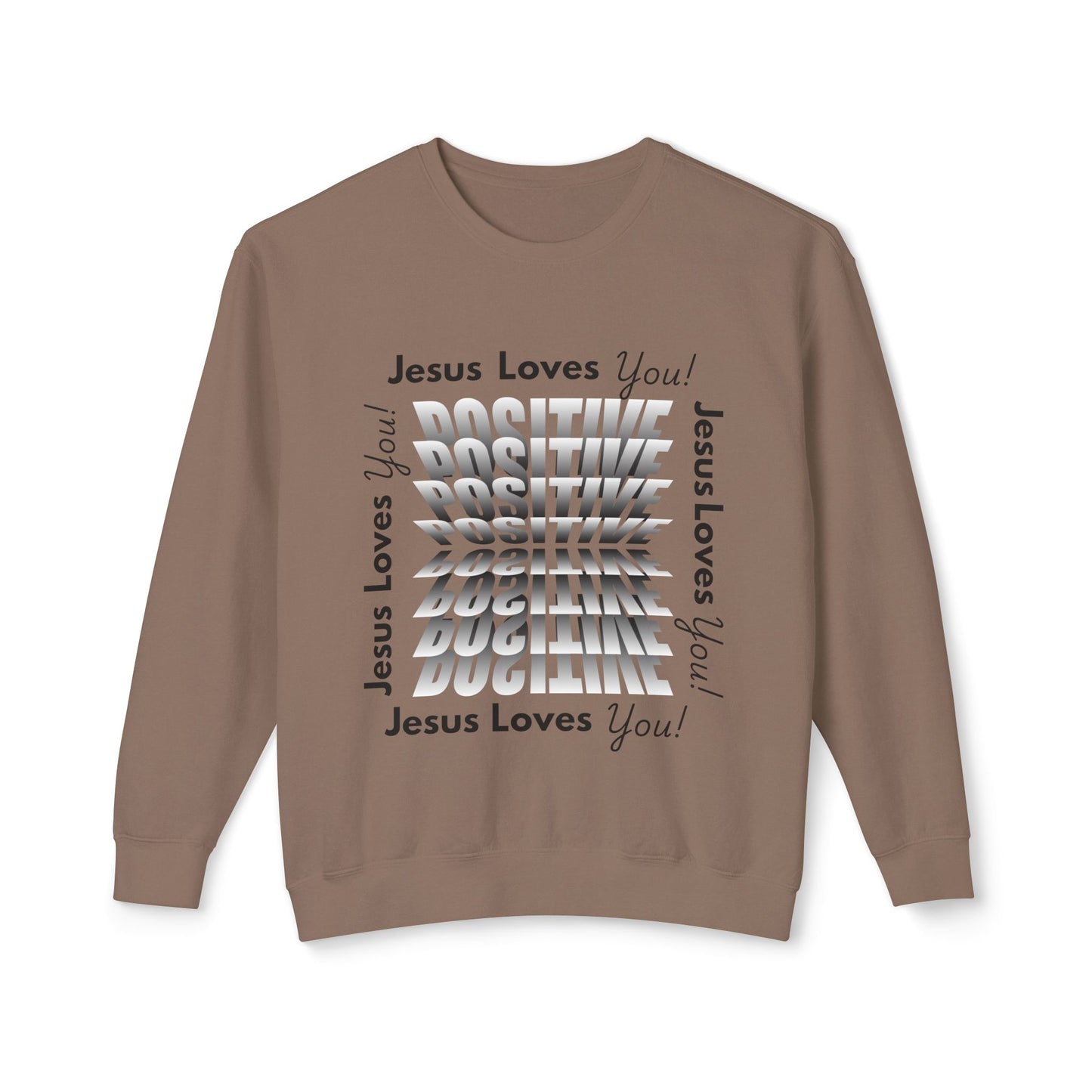 Positive Jesus Loves You Crewneck Sweatshirt - Unisex Lightweight Apparel