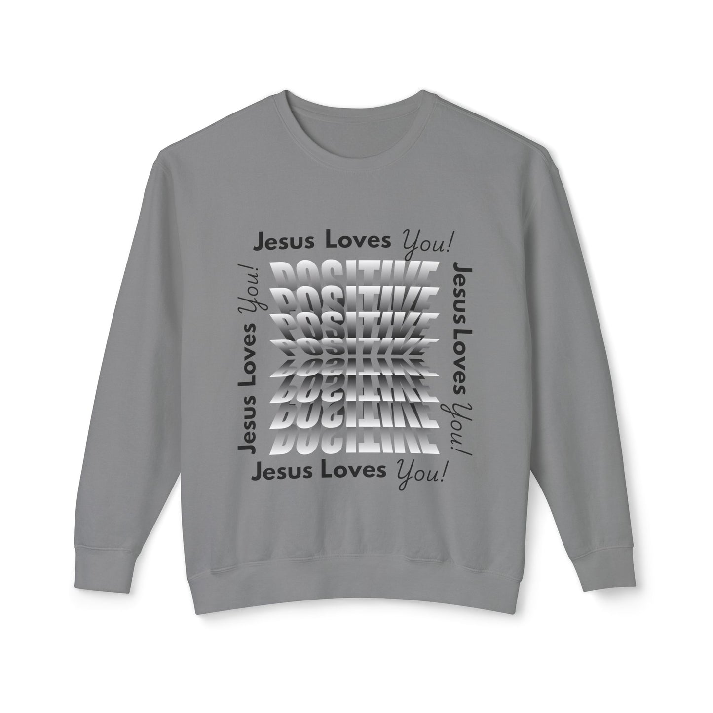 Positive Jesus Loves You Crewneck Sweatshirt - Unisex Lightweight Apparel