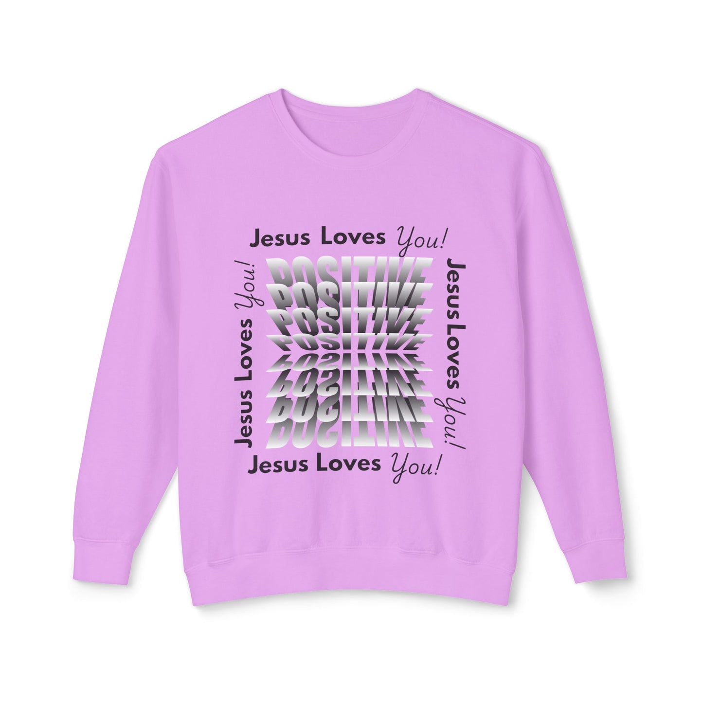 Positive Jesus Loves You Crewneck Sweatshirt - Unisex Lightweight Apparel