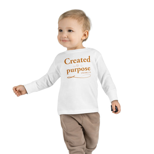 Toddler Long Sleeve Tee — "Created Purpose" Inspirational Kids Shirt