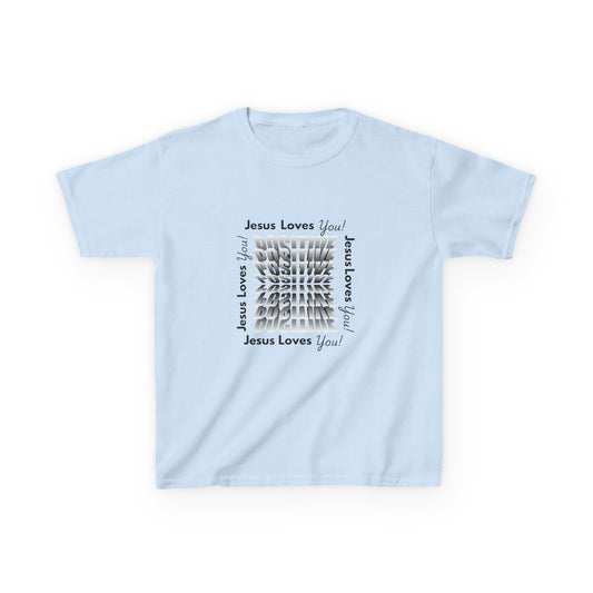 Kids Jesus Loves You Heavy Cotton Tee - Faith-Based Youth T-Shirt